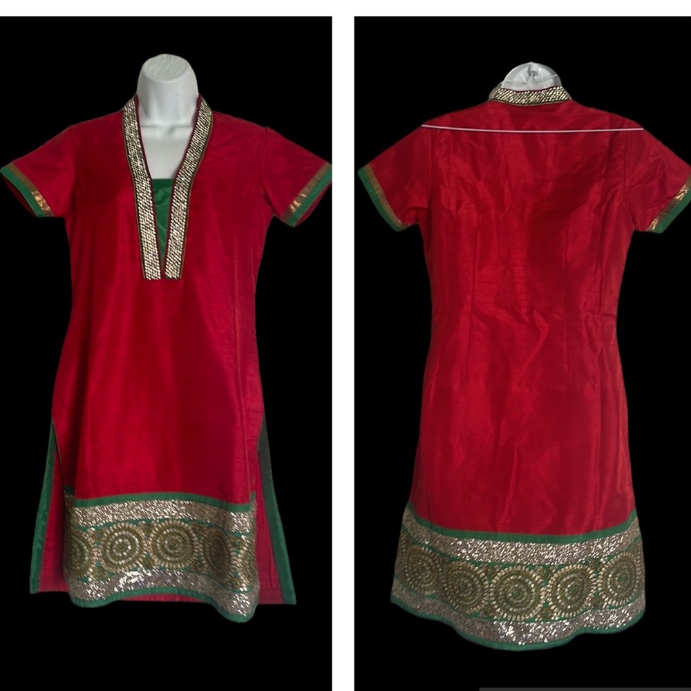 Scintillating Royal red, beaded Formal Kurti Dress Top Hand Embroidered